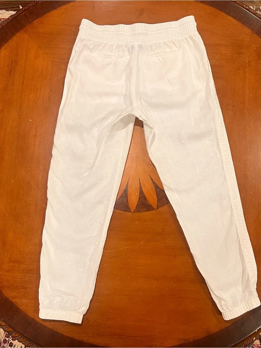 Athleta Women’s Cabo Linen Jogger Pant White 6 Mid-Rise Semi-Fitted Beach Travel